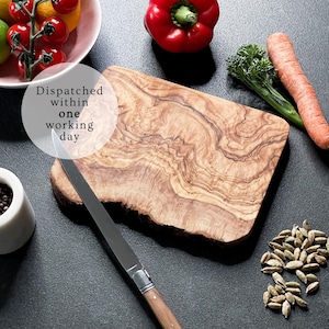 Rustic Olive Wood Cutting, Chopping, Cheese Board | Rustic and Organic Cheeseboard | Sustainable, No Plastic, Glue or Chemicals