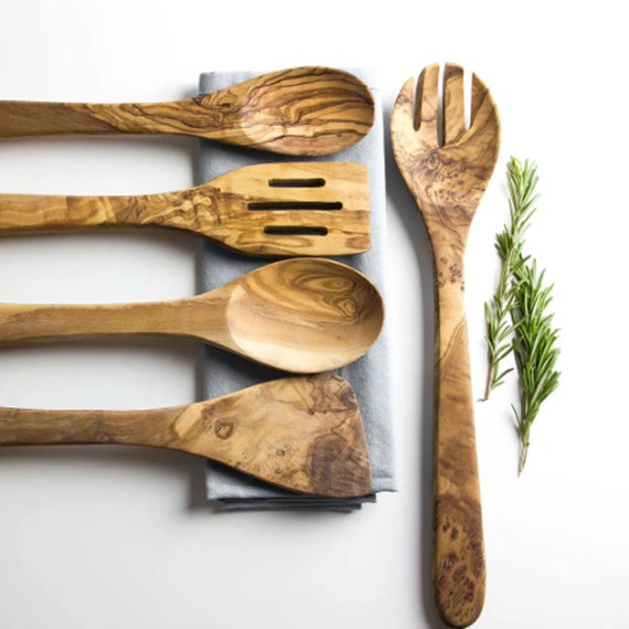 Olive Wood Cooking Spoons Gift Set