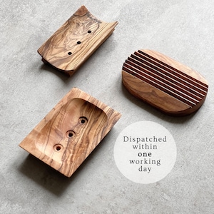 Natural Olive Wood Soap Dish in 3 Unique Styles | Bathroom Accessories | Natural and Sustainable Homeware & Bathroom Decor | Soap Holder