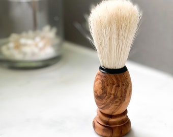 Traditional Olive Wood Shaving Brush | Shaving Foam | Grooming | Wet Shave | Height 13cm x Base Diameter 3.5cm