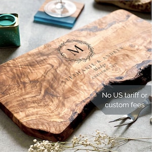 Personalised Custom Olive Wood Cheese, Cutting Board | Personalized Wedding Gift | Birthday, New Home & 5th Anniversary Gift