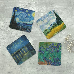 Set of 4 Van Gogh Art Acrylic Coasters The Starry Night Desk Accessories Gifts for Dad Art Lover Gifts Irises image 3