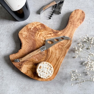 Rustic Olive Wood Charcuterie, Cheese and Chopping Board – Handcrafted Cutting Board with No Glue or Chemicals Used