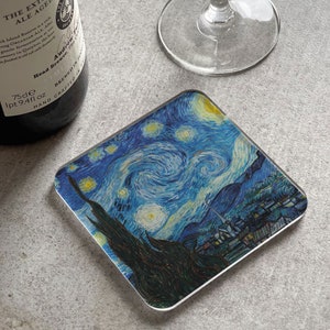 Set of 4 Van Gogh Art Acrylic Coasters The Starry Night Desk Accessories Gifts for Dad Art Lover Gifts Irises image 1