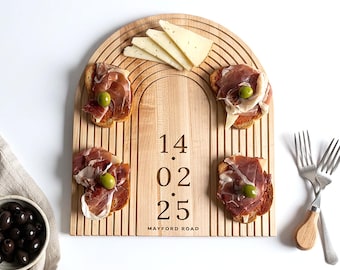 Personalised Charcuterie and Bread Board, Engraved Wooden Cheese Board, Wedding or Anniversary Gift