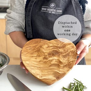 Heart Shaped Olive Wood Cheese Board | Wooden Cheese, Cutting, Serving Board in Two Sizes | Perfect New Home and Wedding Anniversary Gift
