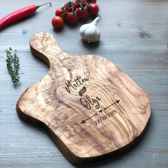 Housewarming Gift Rustic Chopping Board New Home Gift for Couple Cutting Board Olive Wood 32x12cm