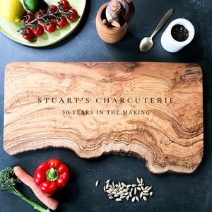 Personalized Rustic Olive Wood Cutting Board New Home Gift Personalised Anniversary Cheeseboard Birthday Unique Wedding Gift image 4