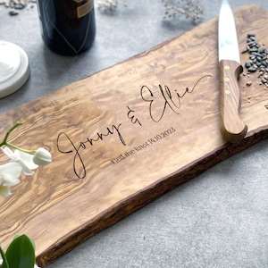 Personalised Rustic Olive Wood Cutting, Cheese, Charcuterie Board | Birthday Gift | Personalized, 5th Wood Anniversary, Wedding Gift