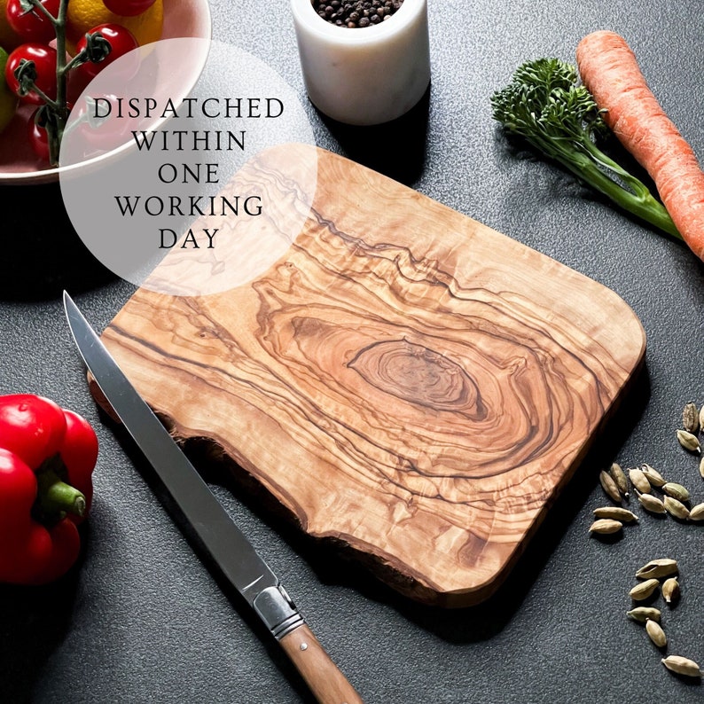 Rustic Olive Wood Cutting Board Rustic Chopping Cheeseboard Cheese board Sustainable No Plastic, Glue or Chemicals Bread Board image 1