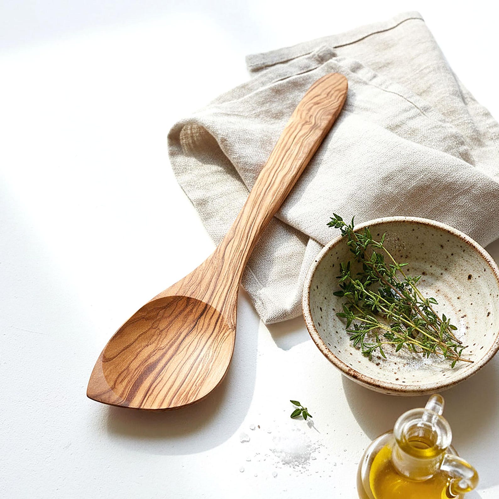 Olive Wood Spatula / Stiring Spoon | Natural Wooden Cooking Utensils made from Sustainable Wood - 30 cm