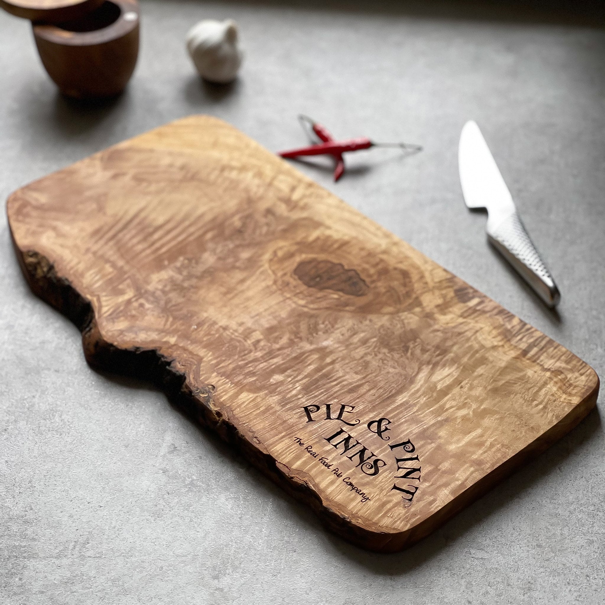 Your Own Logo Engraved Personalized Olive Wood Chopping Board | Corpo…