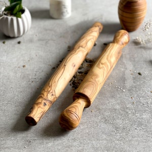Traditional / French Olive Wood Rolling Pin | Wooden | Rustic | Pastry | Baking | Cake | Pasta