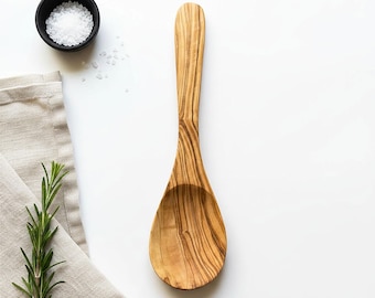 Traditional Olive Wood Mixing, Baking & Cooking Spoon | Sustainable and Eco Friendly Wooden Kitchenware in 3 Sizes