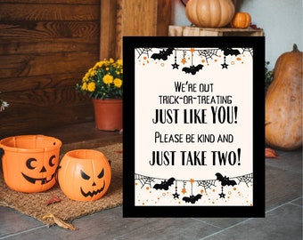 Printable Halloween trick-or-treat front door or porch candy bowl sign, Halloween candy bowl sign, Printable Candy Sign, Porch candy sign