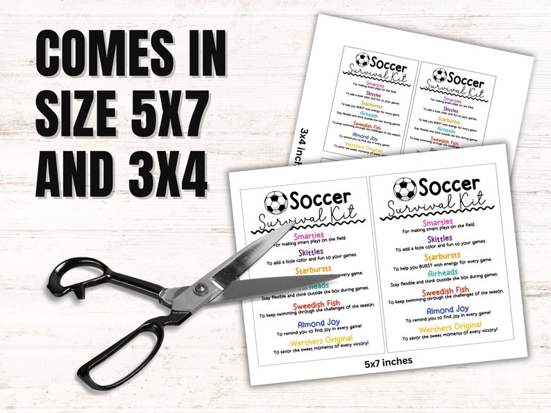 Soccer Survival Kit Gift Tags Printable Soccer Team Survival Kit Soccer ...