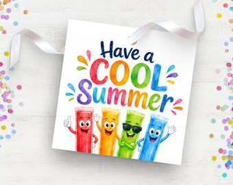 Etichetta regalo stampabile "Have a Cool Summer Ice Pop" per regali di fine anno scolastico o per i compagni di classe, etichette per dolcetti ghiacciati per l'ultimo giorno di scuola.