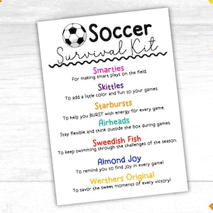 Fußball Survival Kit Geschenkanhänger zum ausdrucken Fußball Team Survival Kit Fußballteam Leckerli Tags Geschenk für Fußball Spieler Favor Tags Team Geschenkidee
