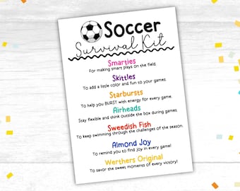 Soccer Survival Kit Gift Tags Printable Soccer Team Survival Kit Soccer Team Treat Tags Gift for Soccer Players Favor Tags Team Gift Idea