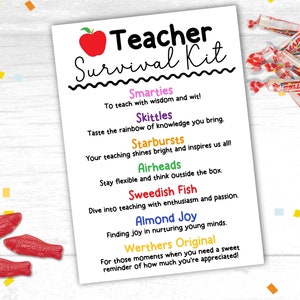 Teacher Survival Kit Gift Tags Printable Teacher Survival Kit Gift Teacher&#39;s Survival Kit Printables Back to School Survival Kit Teacher