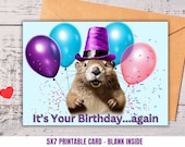 Groundhog Day Card Printable, Funny Groundhog Birthday Card, Groundhog Day Birthday Party Gift, Groundhog Greeting Card, Last Minute Card