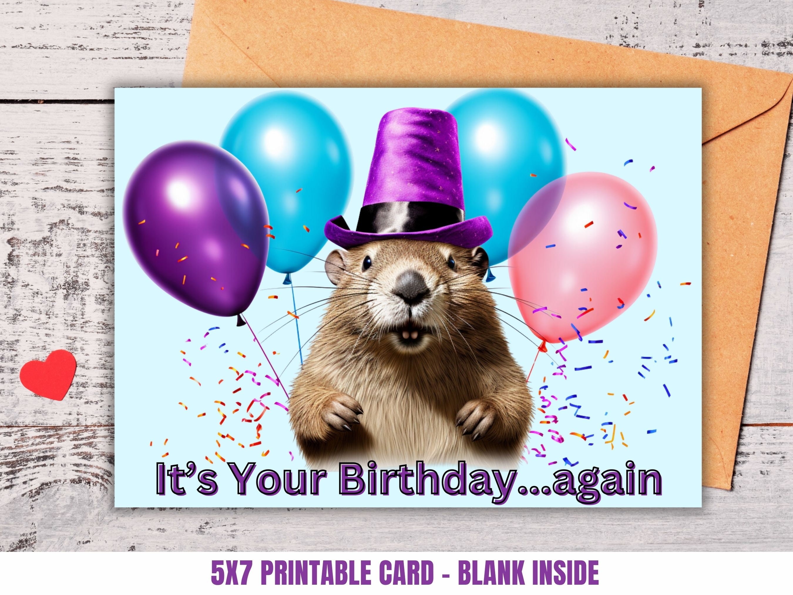 groundhog day card printable, funny groundhog birthday card