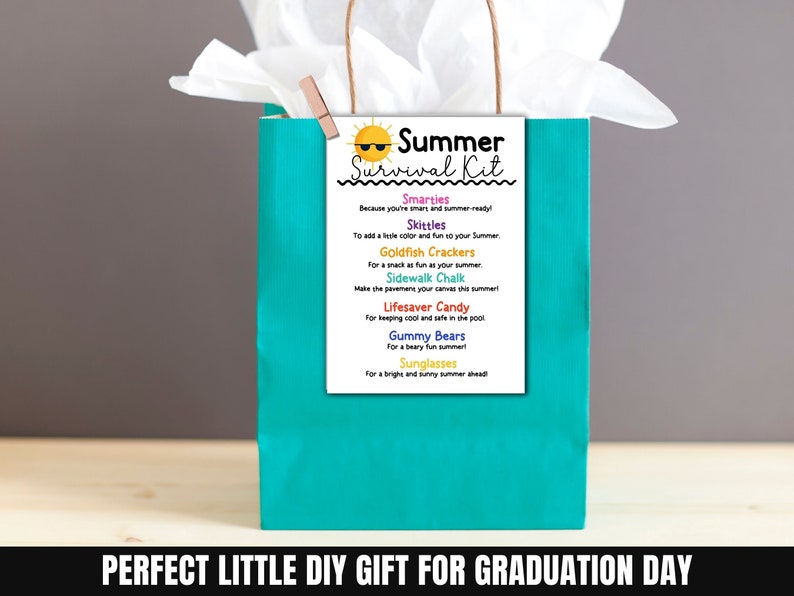 Student Gift From Teacher Summer Survival Kit Printable End of School ...