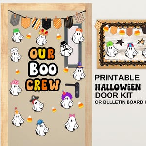 Decoraciones de Halloween para puertas de aula. Kit imprimible para decorar puertas de aula. Decoraciones de Halloween para aulas. Decoración de puertas de aulas de Halloween.