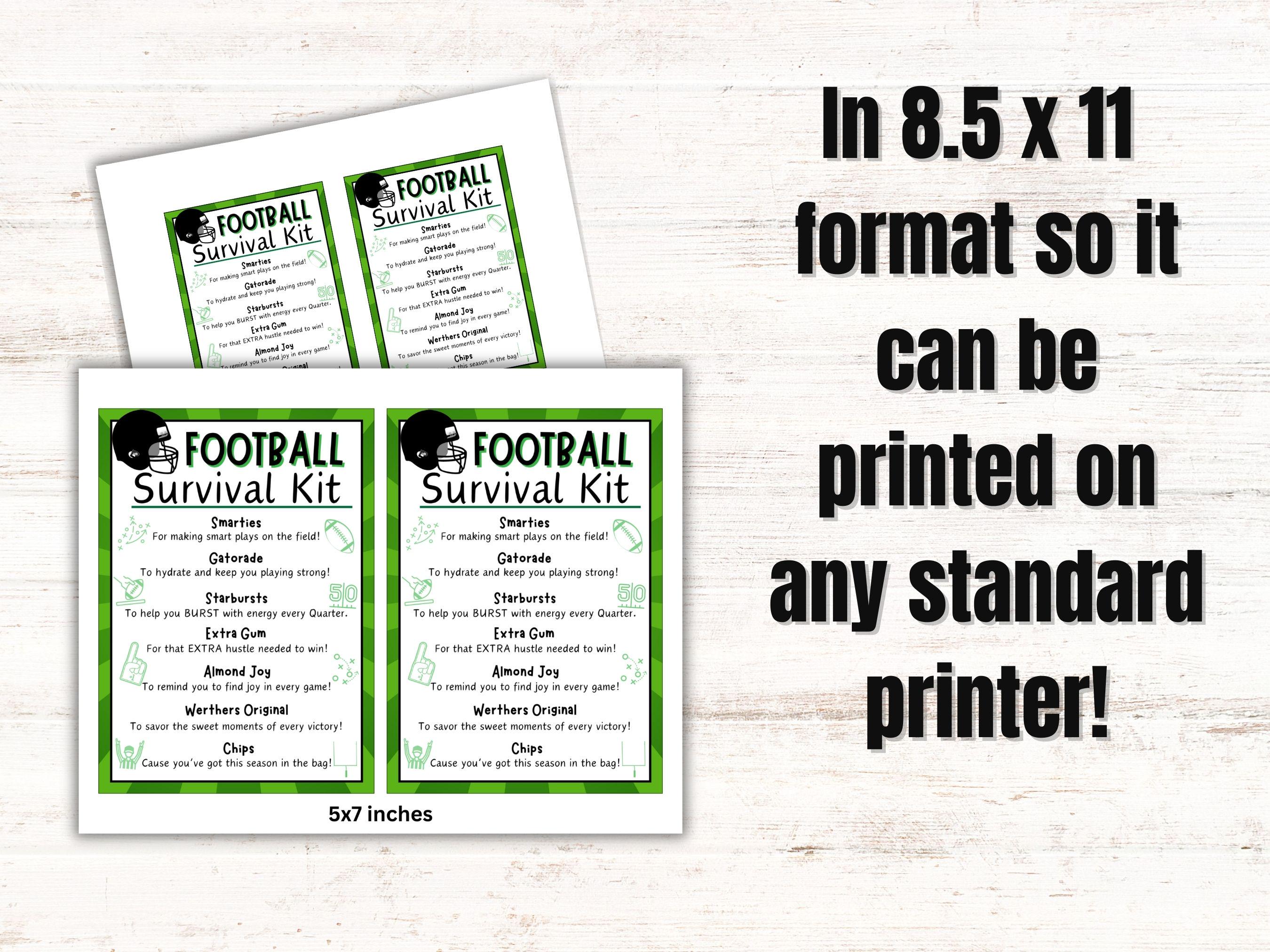 Football Survival Kit Gift Tags Printable Football Team Tags Football ...