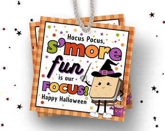 Halloween Smores Favor Tags  Smores Halloween Treat Tag Halloween class gift Idea Halloween Class Treats Tag Smore Kit Halloween Treat Tag