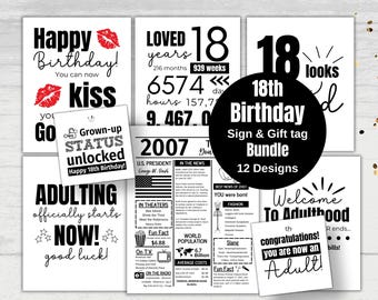 18th Birthday Bundle Sign and Gift Tags Bundle 18th Birthday Posters Printable 18th Birthday Decorations 18th Birthday Newspaper 18th Party