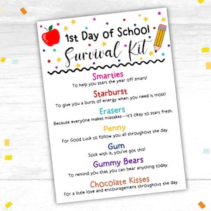 Etiquettes pour kit de survie pour la rentrée scolaire à imprimer, cadeau de bienvenue pour la rentrée scolaire