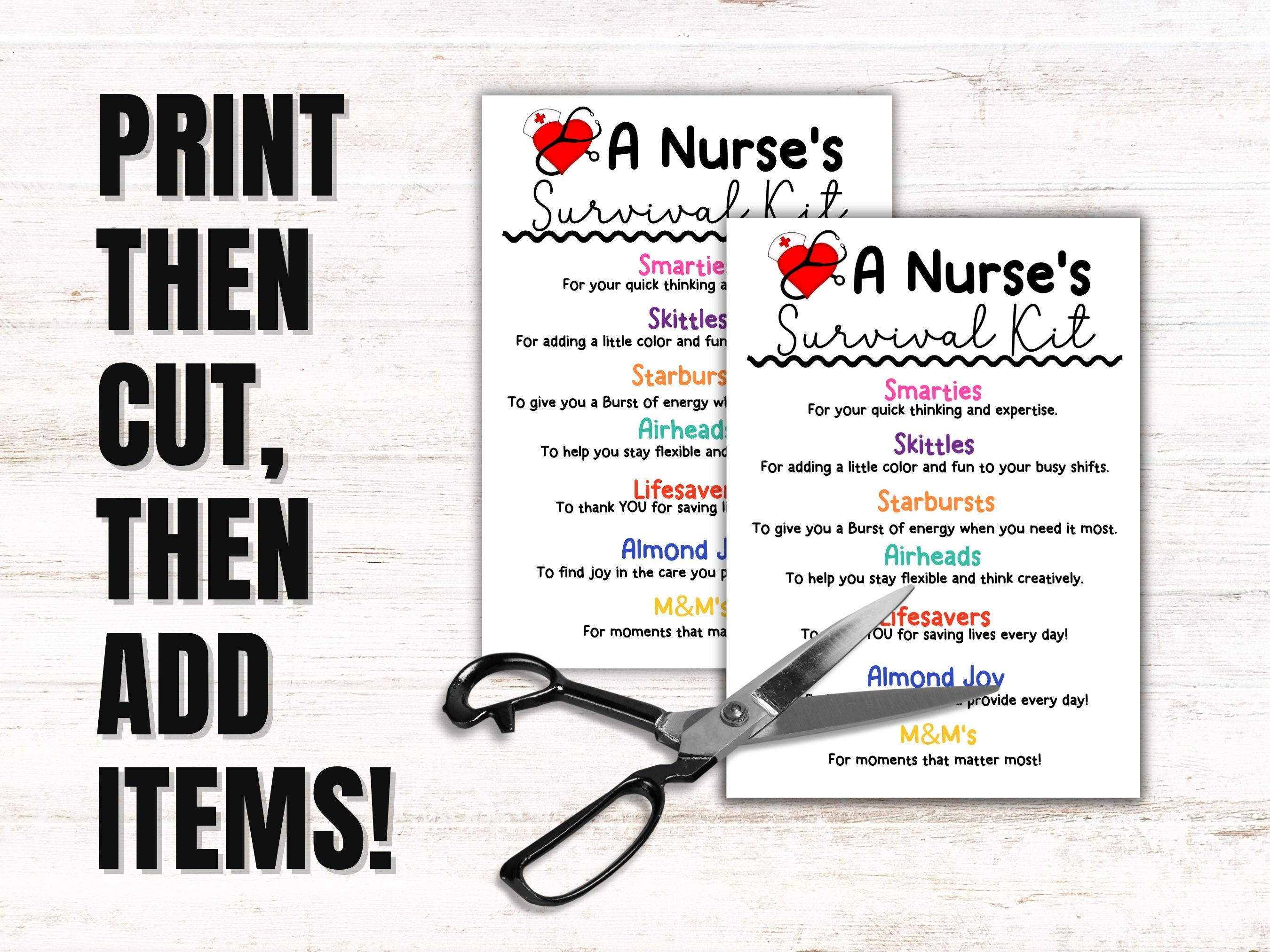 Nurse Survival Kit Gift Tags Printable Nurse Appreciation Gift Tags ...
