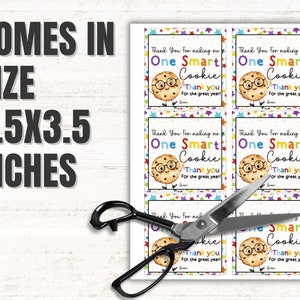 One Smart Cookie Tag Summer Teacher Appreciation Cookie Gift Tag ...