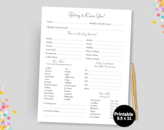 Favorite Things List Getting to Know You Employee Wish List All about Me Survey Employees Teacher Appreciated Questionnaire Team Building