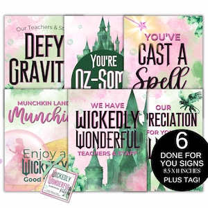 Wicked Teacher Appreciation Sign Bundle Theme Ideas Weekly Theme Defy Gravity Sign Bundle Appreciation Week PTO PTA Theme Wicked Teacher Tag
