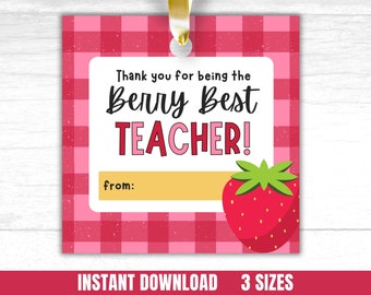 Étiquette cadeau Berry Best Teacher Remerciement pour enseignant du primaire Étiquette cadeau Berry Best Teacher, étiquette pour cadeau pour enseignant