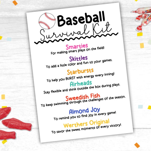 Baseball Survival Tag Etsy