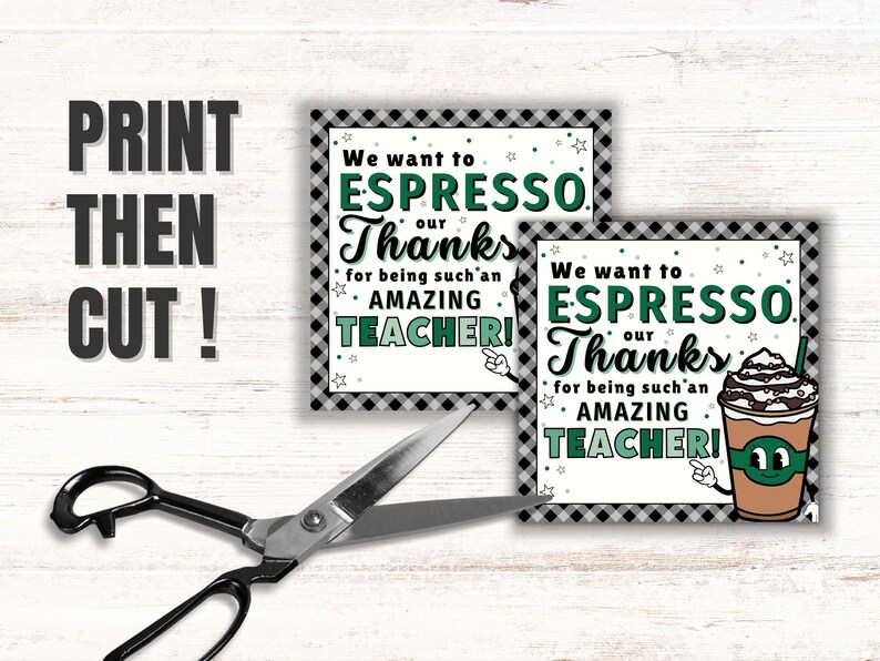 Teacher Appreciation Coffee Tag Espresso Our Thanks Teacher Coffee Tag