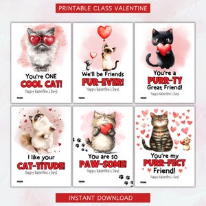 Niedliches Katzen-Valentinstagskarten-Set für Vorschule und Kita, Kitten-Liebhaber-Klassenbörse zum Valentinstag