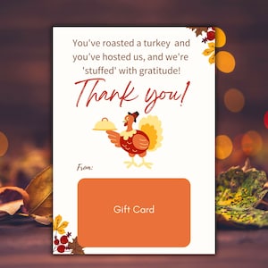 Printable Host/Hostess Thanksgiving Gift Card Holder, Thanksgiving Hostess Gratitude, Hostess Thank You Gift, Hostess Thanksgiving Gift