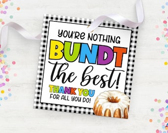 Bundt Cake Teacher Appreciation Tag Printable – Teacher Appreciation Tag,  Nurse Bundt Cake Gift, Employee Thank You, PTO PTA Treat Ideas