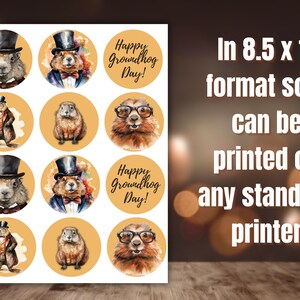 Printable Groundhog Day Cupcake Toppers, Cupcake Tops for Groundhog Day ...