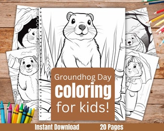 Printable Groundhog Day Coloring Pages, Kids Groundhog Coloring Sheets, Groundhog Party Coloring Pages, Coloring Sheets for Groundhog Day