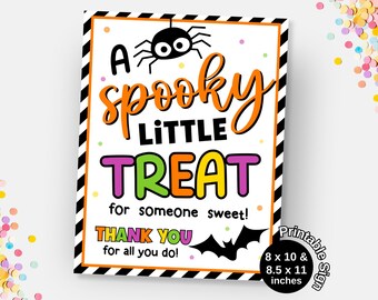 Cartello di apprezzamento per insegnanti e dipendenti per i dolcetti di Halloween, cartello stampabile per la sala insegnanti, cartello con scritto "Espresso Our Thanks Coffee"