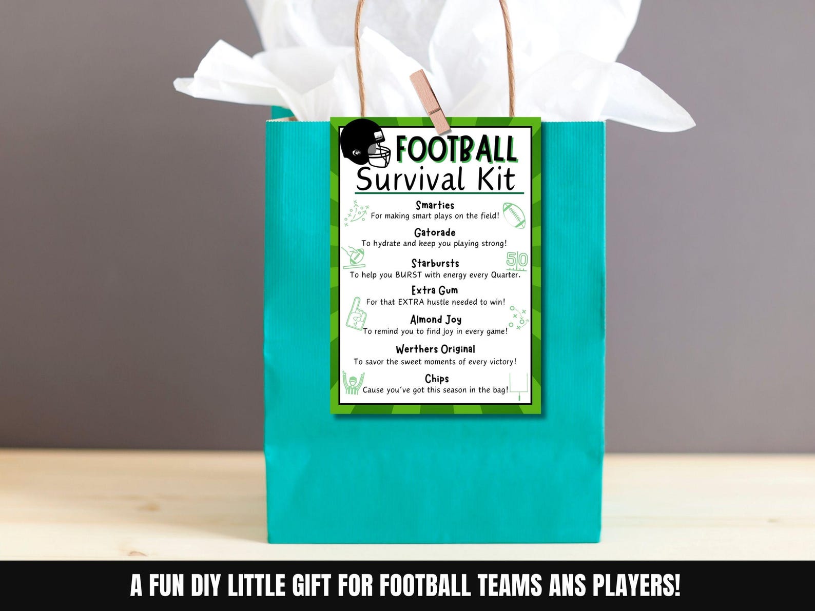 Football Survival Kit Gift Tags Printable Football Team Tags Football ...