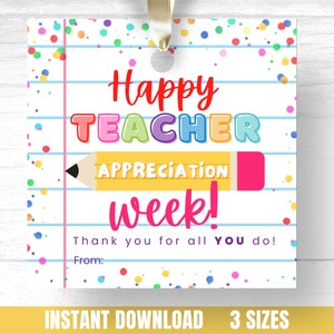 Primary Teacher Appreciation Gift Tags, Printable Gift Tag for Teacher Appreciation, Teacher Treat Tags, Teacher Appreciation Week Gift Tag