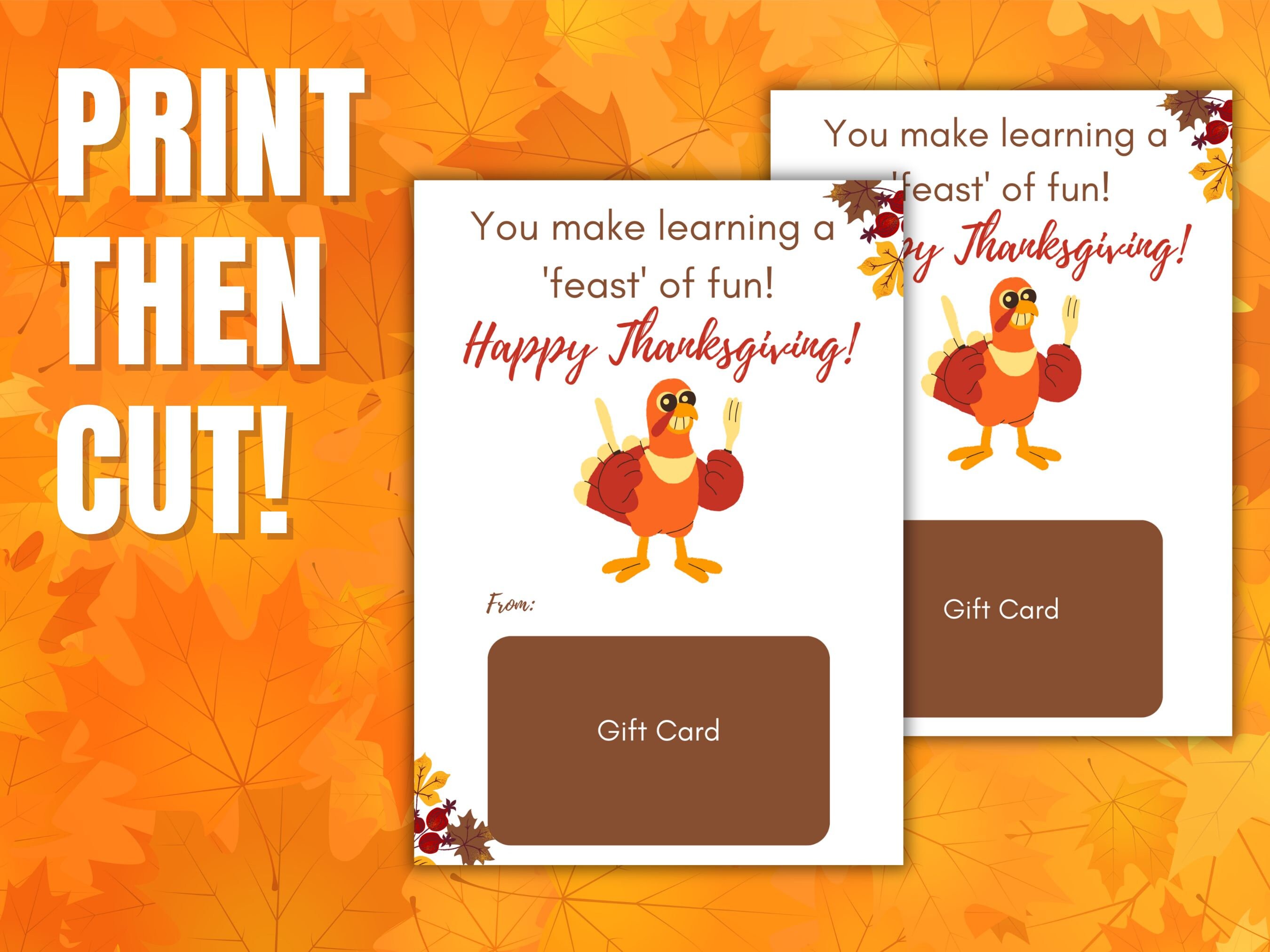 Thanksgiving Teacher Gift Card Holder Printable, Printable Thanksgiving ...