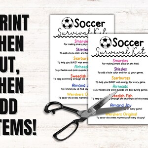 Soccer Survival Kit Gift Tags Printable Soccer Team Survival Kit Soccer ...