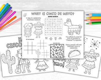 Cinco de Mayo Activity Pages Cinco de Mayo Coloring Pages Fiesta Craft Activity Cinco de Mayo Coloring Pages Classroom Activity Homeschool